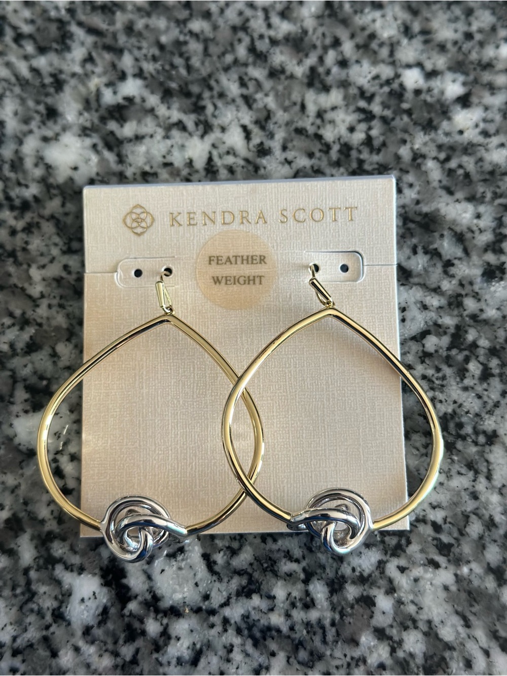 NWT Kendra Scott Presleigh Knot Drop Earrings- 24k Gold & Sterling Silver